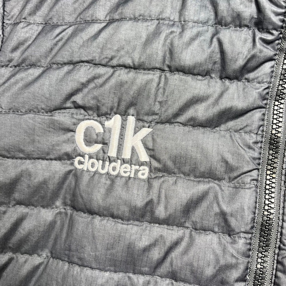 Patagonia Down Sweater Jacket Women's Medium Black Puffer Full Zip Cloudera Logo - Picture 3 of 14